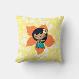 Aloha Honeys Hula Girl Reversible Square Pillows