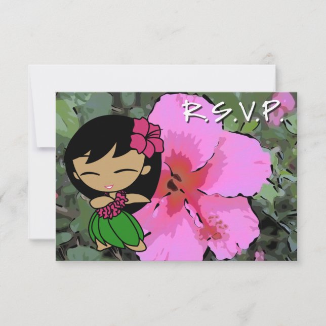 Aloha Honeys Hula Girl RSVP Card (Front)