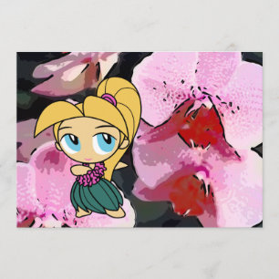 Aloha Honeys Luau Invite Card- Blond Hula Girl