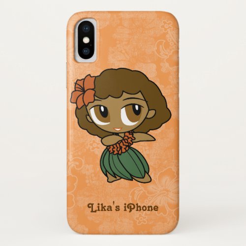 Aloha Honeys Orange Hula Girl Hawaiian Hibiscus iPhone X Case