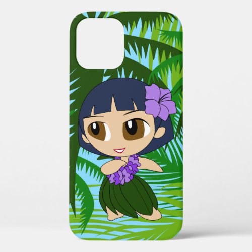 Aloha Honeys Palms Hawaiian Blue Hair Hula Girl  C iPhone 12 Pro Case