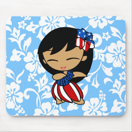 Aloha Honeys Patriotic Hula Girl Mousepads