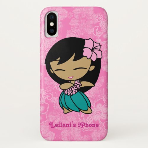 Aloha Honeys Pink Hula Girl Hawaiian Hibiscus iPhone X Case