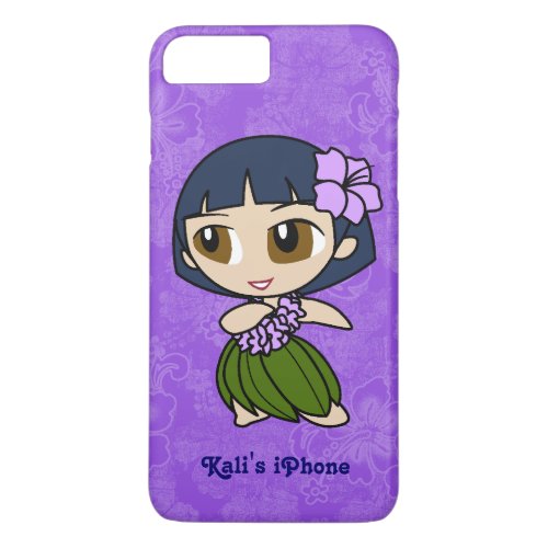 Aloha Honeys Purple Hula Girl Hawaiian Hibiscus iPhone 8 Plus7 Plus Case