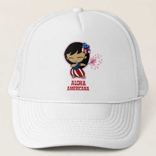 Aloha Honeys USA Flag Hula Girl Hats