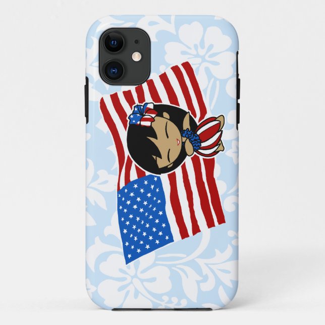 Aloha Honeys USA Flag Hula Girl iPhone 5 Case (Back)