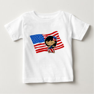 Aloha Honeys USA Flag Hula Girl T-shirts