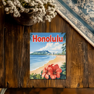 Aloha Honolulu Vintage Travel Poster Postcard