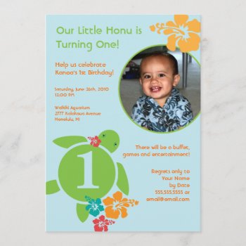 Aloha Honu Custom Photo Card Birthday Invitation by hapagirldesigns at Zazzle