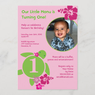 Aloha Honu Custom Photo Card Birthday Invitation