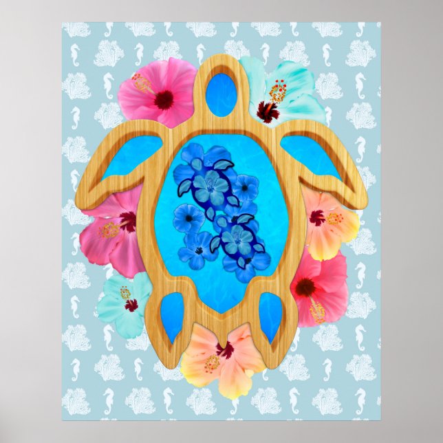 Aloha Honu Sea Turtle Poster (Front)