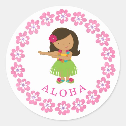 Aloha Hula Dancer Classic Round Sticker