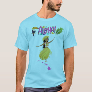 Aloha Hula Dancer with Tropical Toucan T-Shirt