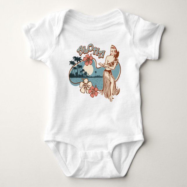 Aloha Hula Girl Baby Bodysuit (Front)