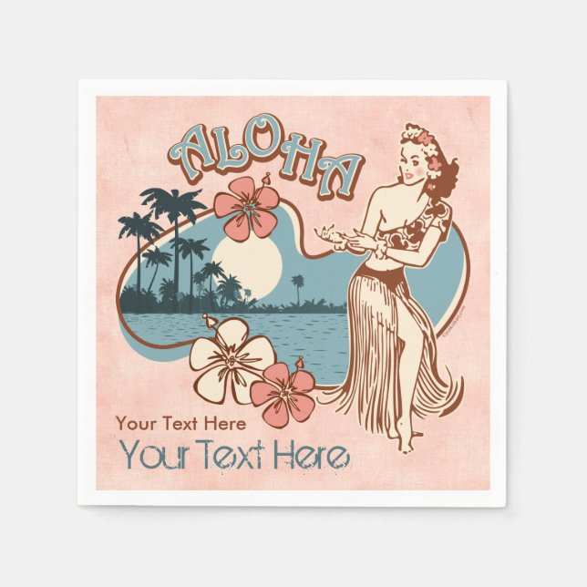Aloha Hula Girl Paper Napkins (Front)