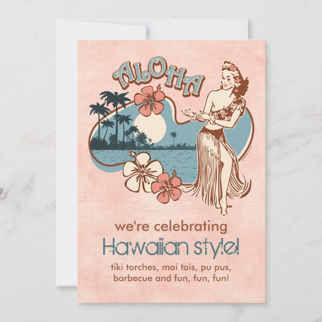 Aloha Hula Girl Party Invitation (Front)