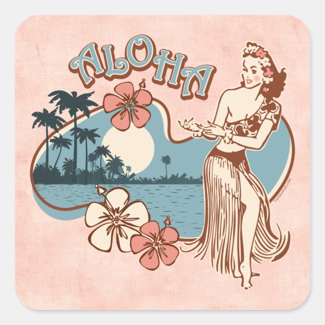 Aloha Hula Girl Sticker (Front)