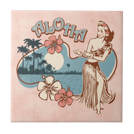 Aloha Hula Girl Tile