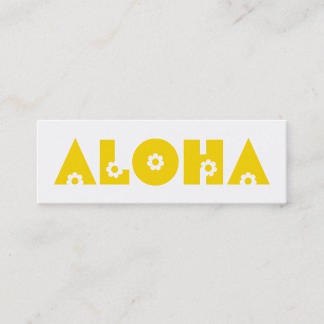 Aloha in Yellow Flowers Mini Business Card (Front)