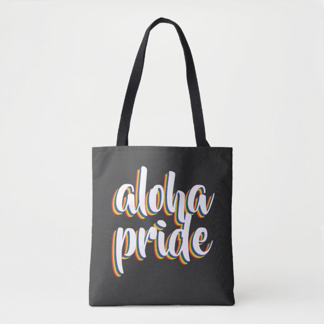 Aloha Is Aloha Rainbow Pride Hawaii Tote Bag (Front)