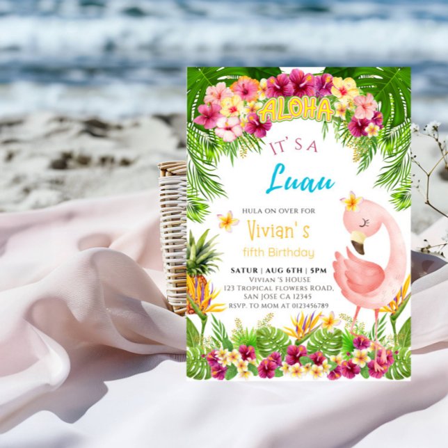Aloha It's a Luau Girl Birthday Party Invitation (Creator Uploaded)
