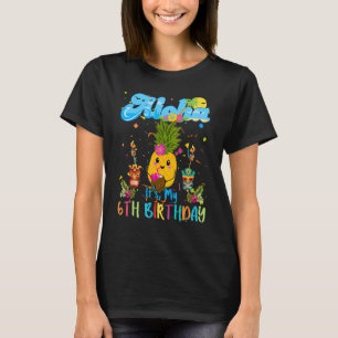 Aloha Its My 6th Birthday 6 Years Girls Hawaiian L T-Shirt