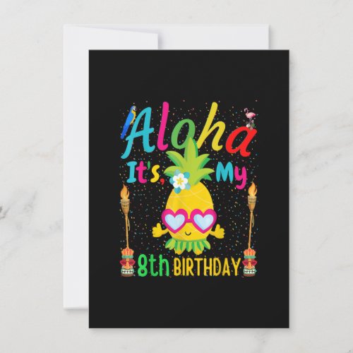Aloha Its My 8th Birthday Hawaii Pineapple Spa Gi Invitation