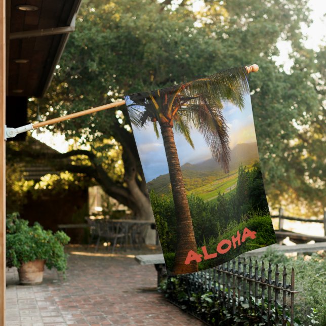 Aloha Kauai Hawaii House Flag (In SItu)