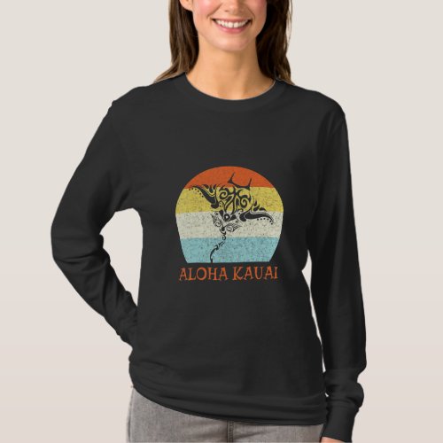 Aloha Kauai Vintage Hawaiian Island Tribal Stingra T_Shirt