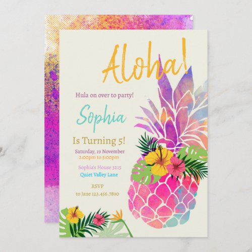 Aloha Kids Birthday Invitation