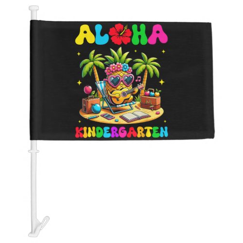 Aloha Kindergarten Pineapple Hawaii Back to School Car Flag