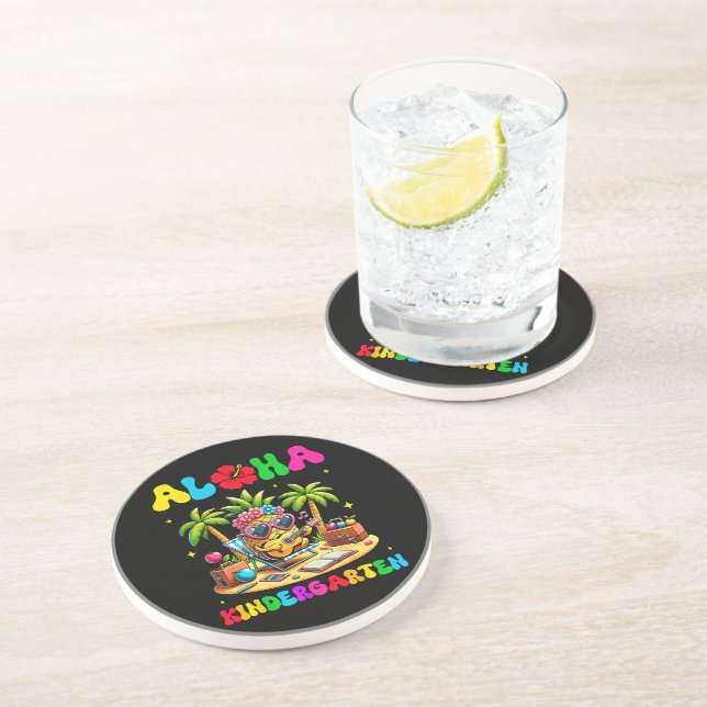 Aloha Kindergarten Pineapple Hawaii Back to School Coaster (Side)