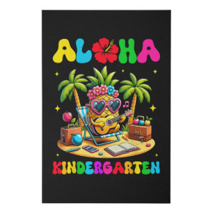 Aloha Kindergarten Pineapple Hawaii Back to School Faux Canvas Print