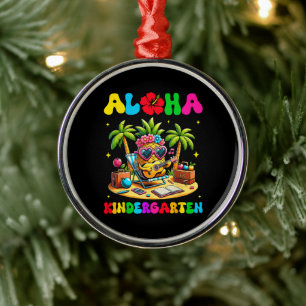 Aloha Kindergarten Pineapple Hawaii Back to School Metal Ornament