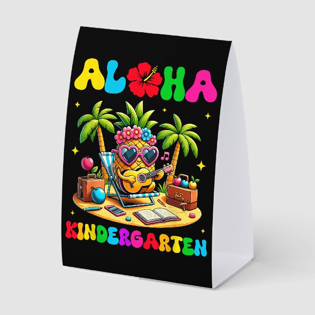 Aloha Kindergarten Pineapple Hawaii Back to School Paper Table Tent (Front)