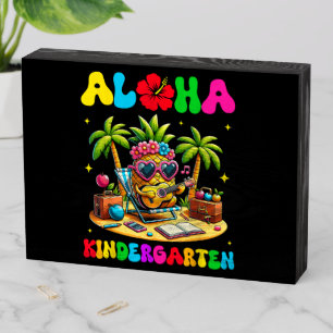 Aloha Kindergarten Pineapple Hawaii Back to School Wooden Box Sign