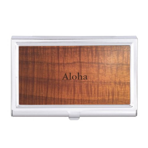 Aloha Koa Wood Design Business Card Holder