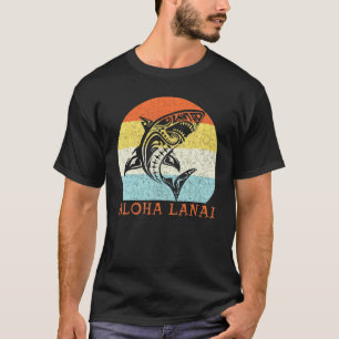 Aloha Lanai Vintage Hawaiian Island Tribal Shark T-Shirt
