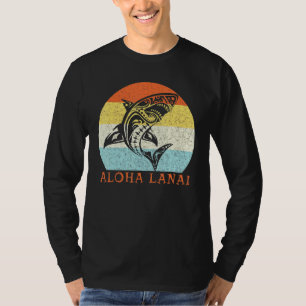 Aloha Lanai Vintage Hawaiian Island Tribal Shark T-Shirt