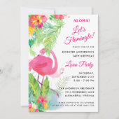 Aloha Let's Flamingle Luau Birthday Party Invitation (Front)