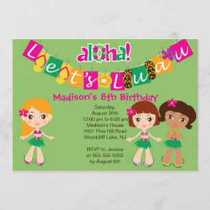 Aloha Little Luau Party Birthday Invitation