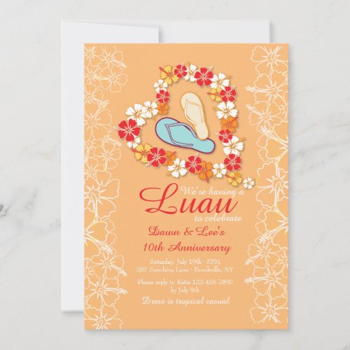 Aloha Love Luau Anniversary Invitation