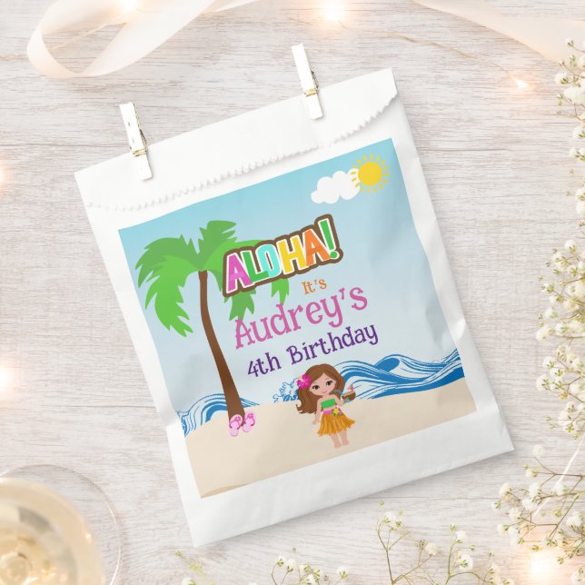 Aloha Luau Birthday Favor Bag (Clipped)