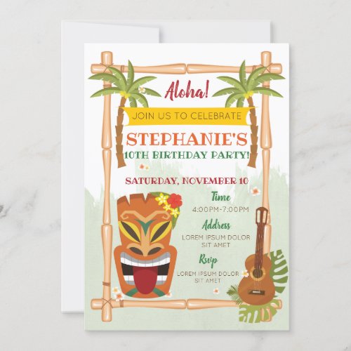 Aloha Luau Birthday Invitation