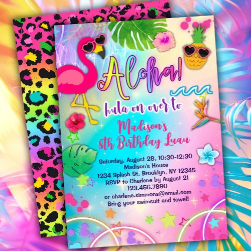 Aloha Luau Birthday Invitation