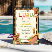Aloha Luau Birthday Invitation