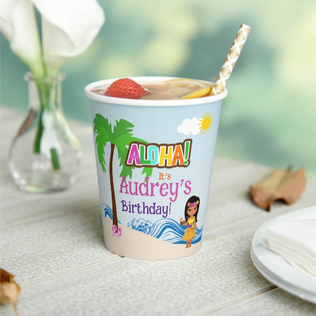 Aloha Luau Birthday Paper Cups (Insitu)