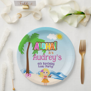 Aloha Luau Birthday Paper Plates