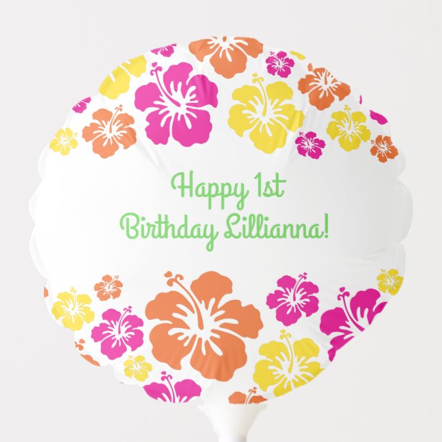 Aloha Luau Birthday Party Balloon (Front)