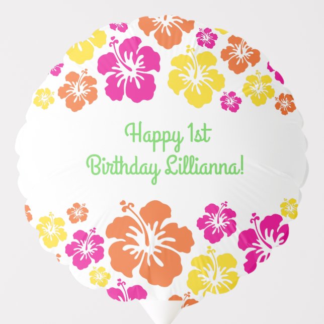 Aloha Luau Birthday Party Balloon (Front)